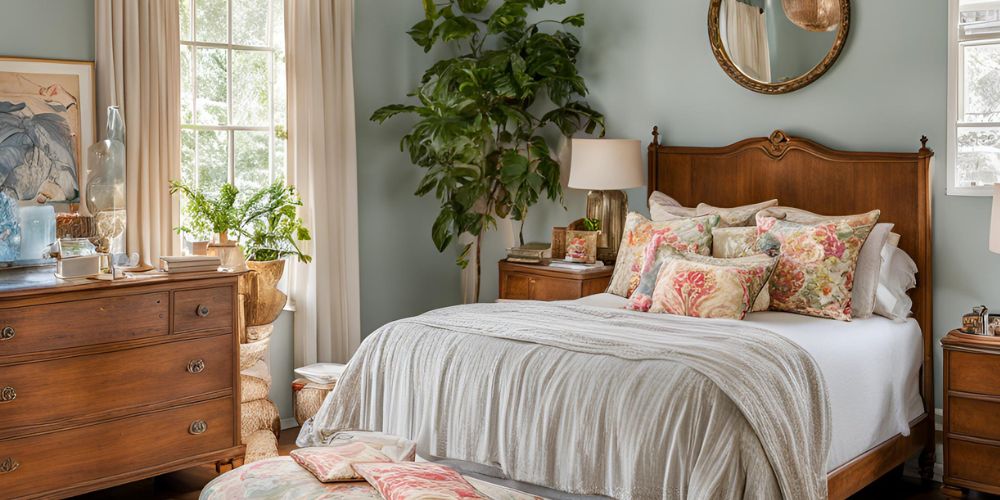 Bedroom decor filled with newer and vintage items